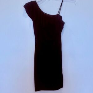 Beautiful Carole Little One Shoulder Black Mini Dress with Ruffle Edge Sz 4 AZ